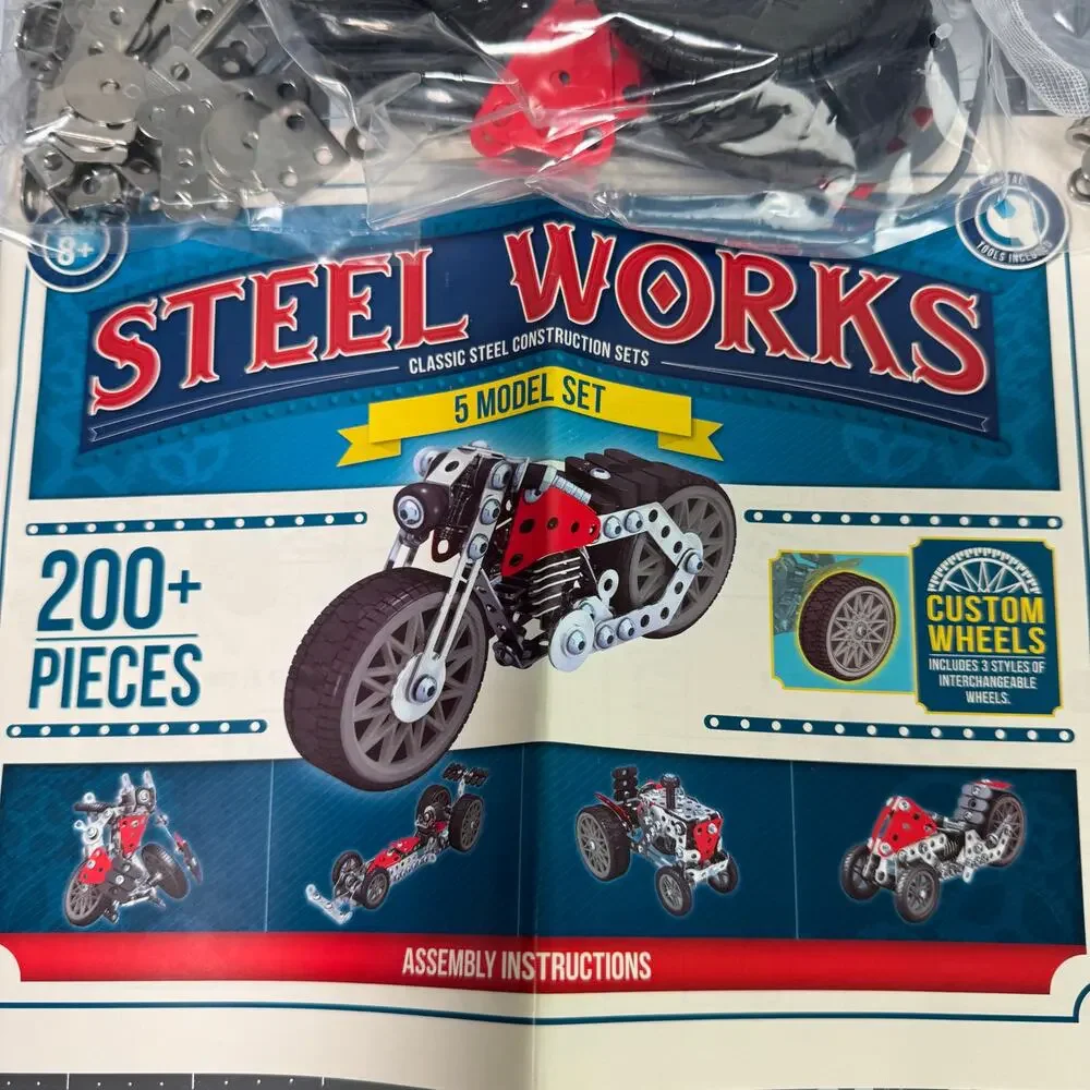 Schylling Steel Works Construction Building Kit STW5 Build 5 Model w/ Wheels NIB